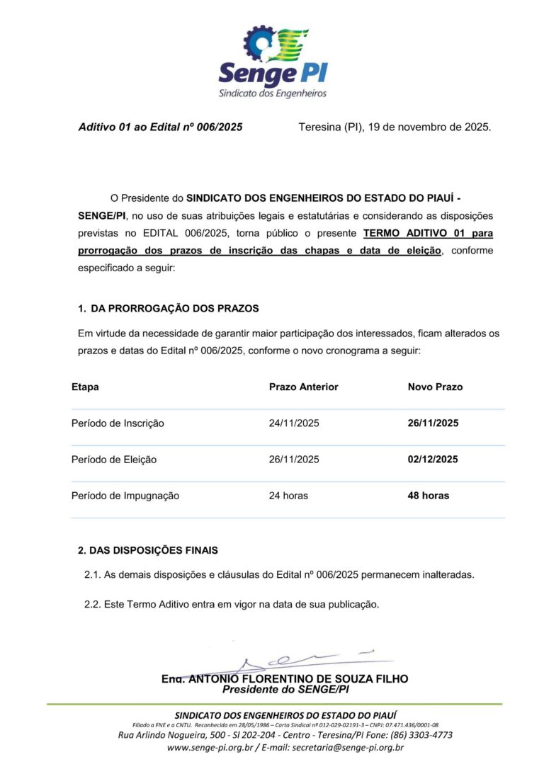 Aditivo 01 ao Edital nº 006/2025